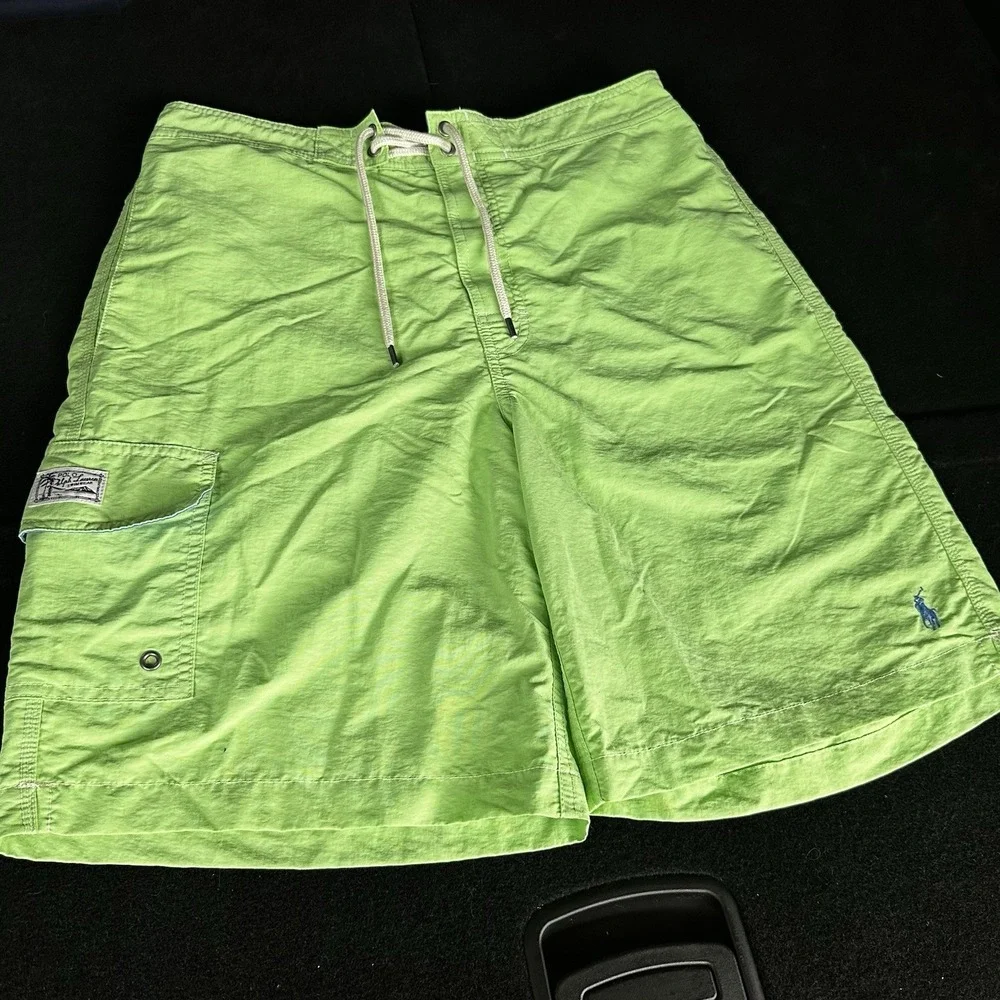 Polo Ralph Lauren Mens Swim Trunks Green Cargo Pocket Mesh Lined Size Small